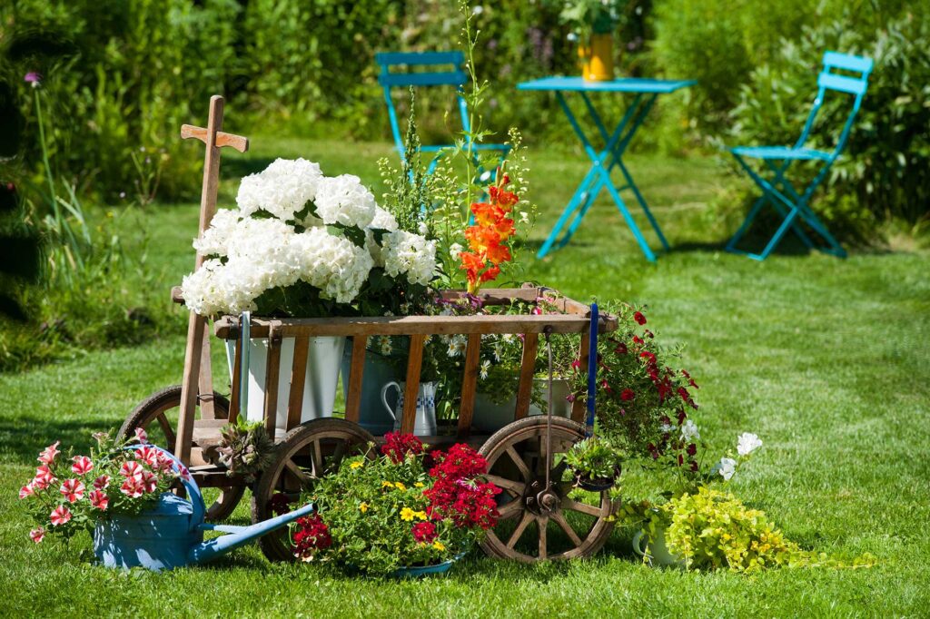 Gartenszene mit Blumen