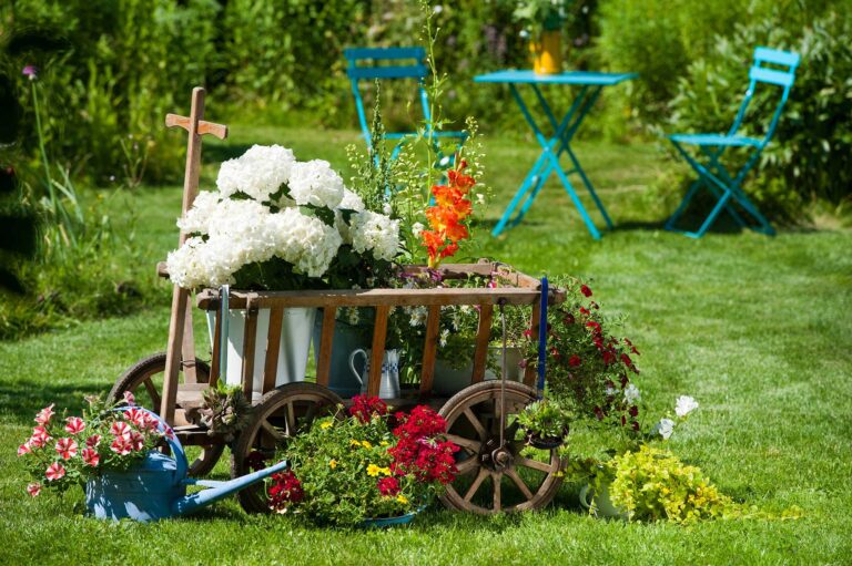 Gartenszene mit Blumen