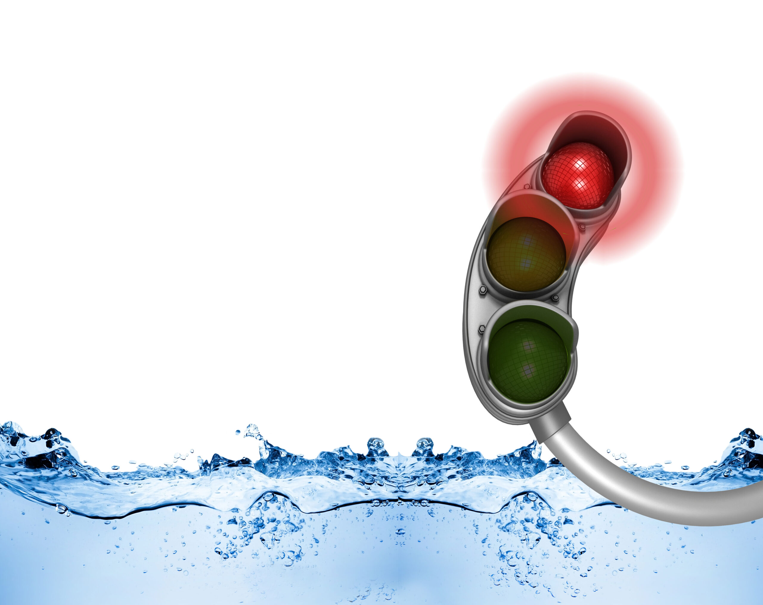 Wasserampel auf Stufe Rot