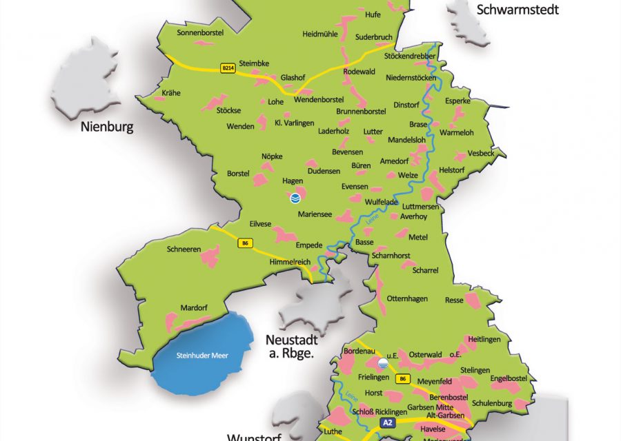 Landkarte des gesamten Versorgungsgebiets